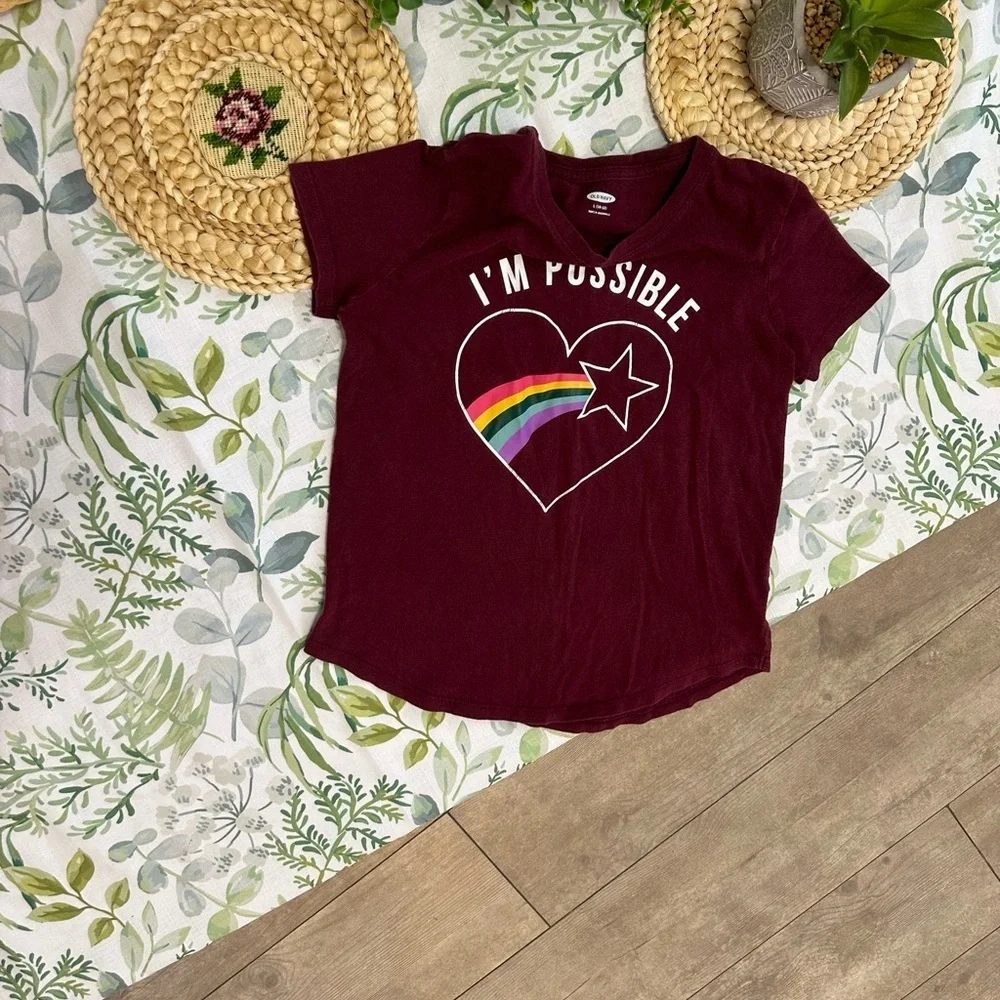 Old Navy Girl’s Positive Graphic T-Shirt I'm Possible' Cotton Size Large